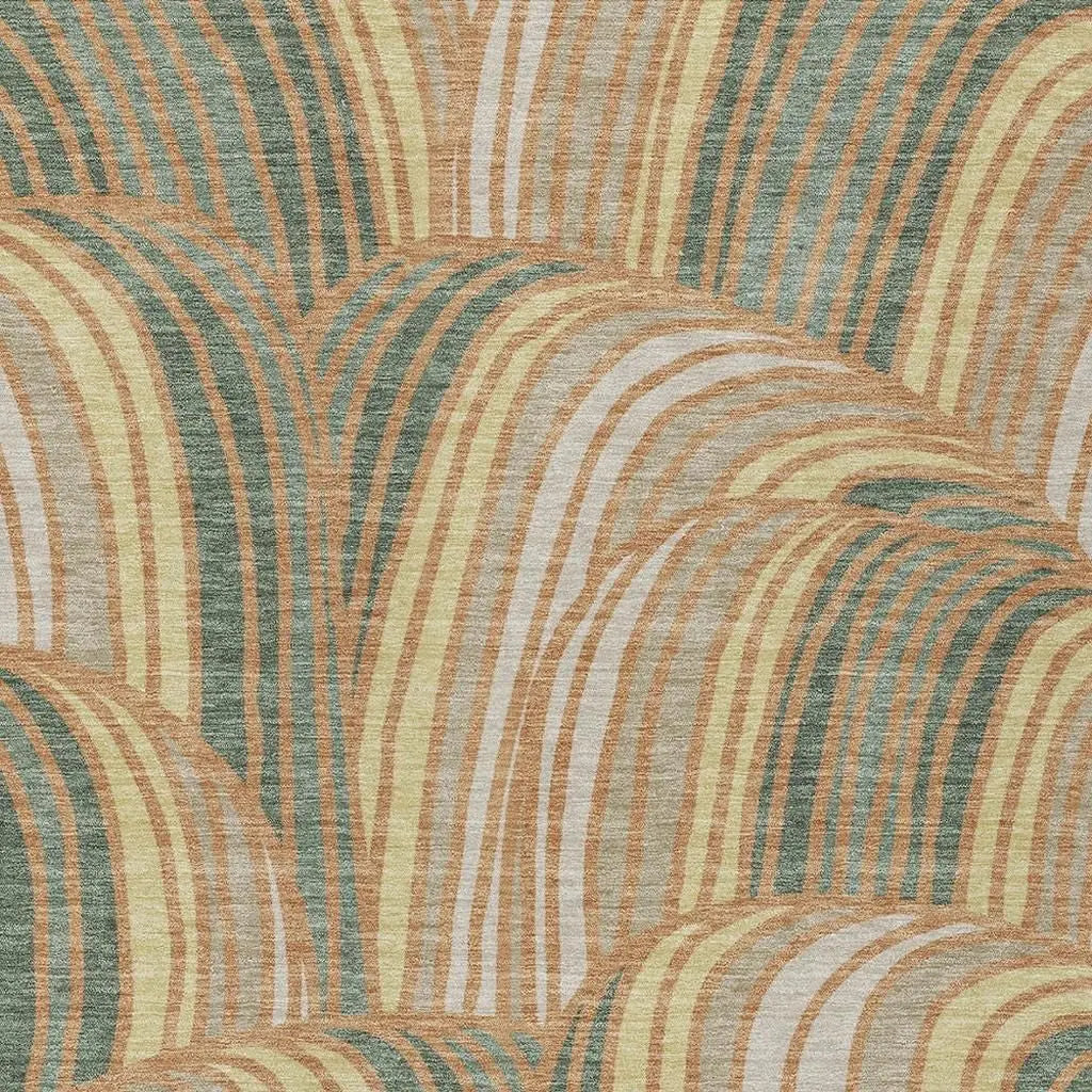 3' X 5' Copper And Green Abstract Washable Indoor Outdoor Area Rug Homeroots Outdoor
