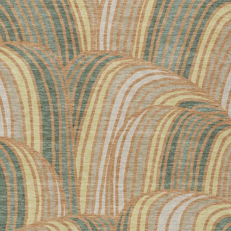 3' X 5' Copper And Green Abstract Washable Indoor Outdoor Area Rug Homeroots Outdoor