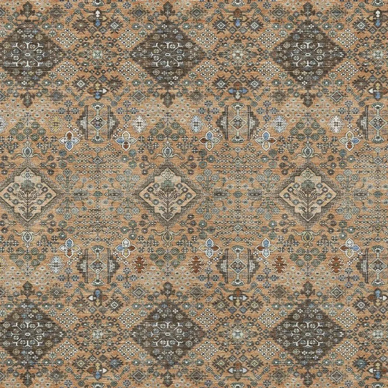3' X 5' Copper And Green Geometric Washable Indoor Outdoor Area Rug Homeroots Outdoor