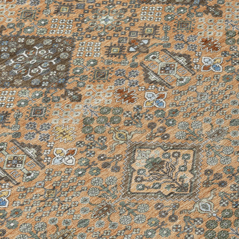 3' X 5' Copper And Green Geometric Washable Indoor Outdoor Area Rug Homeroots Outdoor