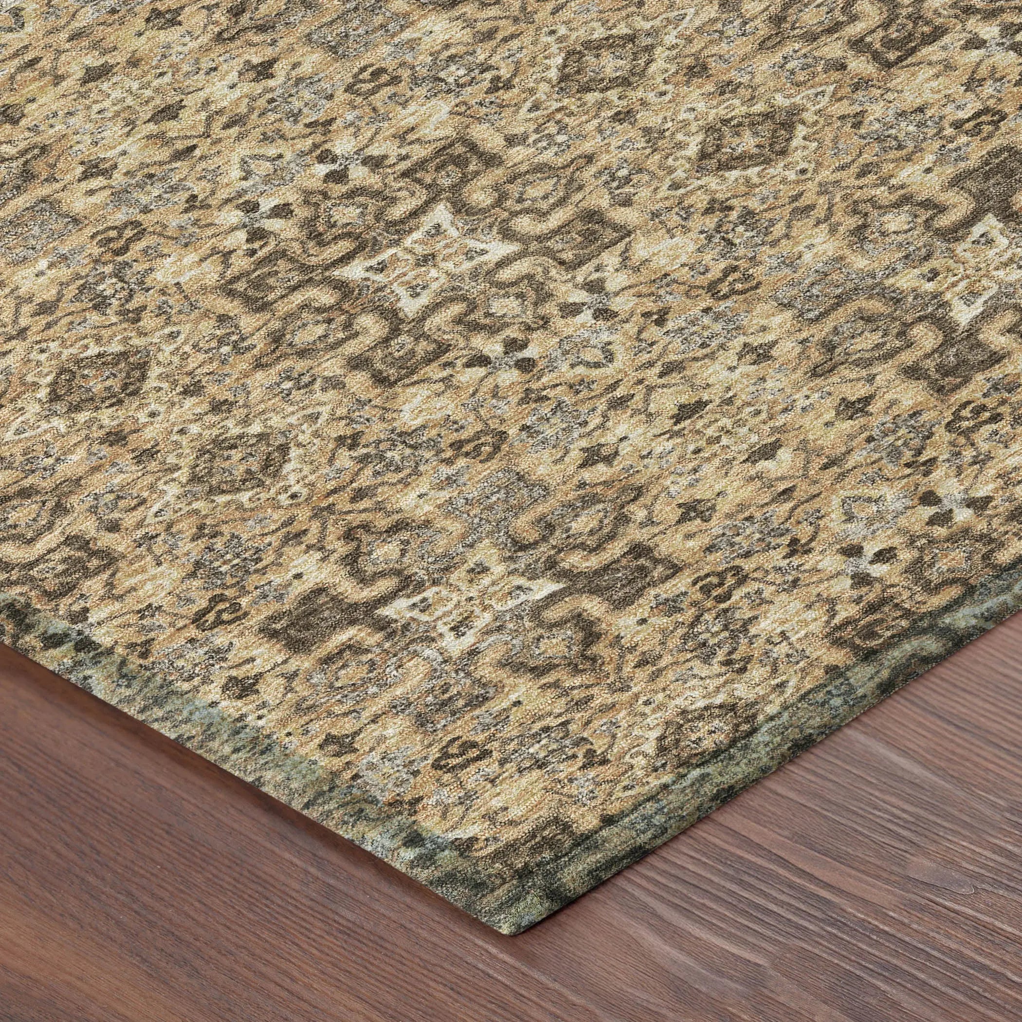 3' X 5' Copper And Green Oriental Washable Indoor Outdoor Area Rug Homeroots Outdoor