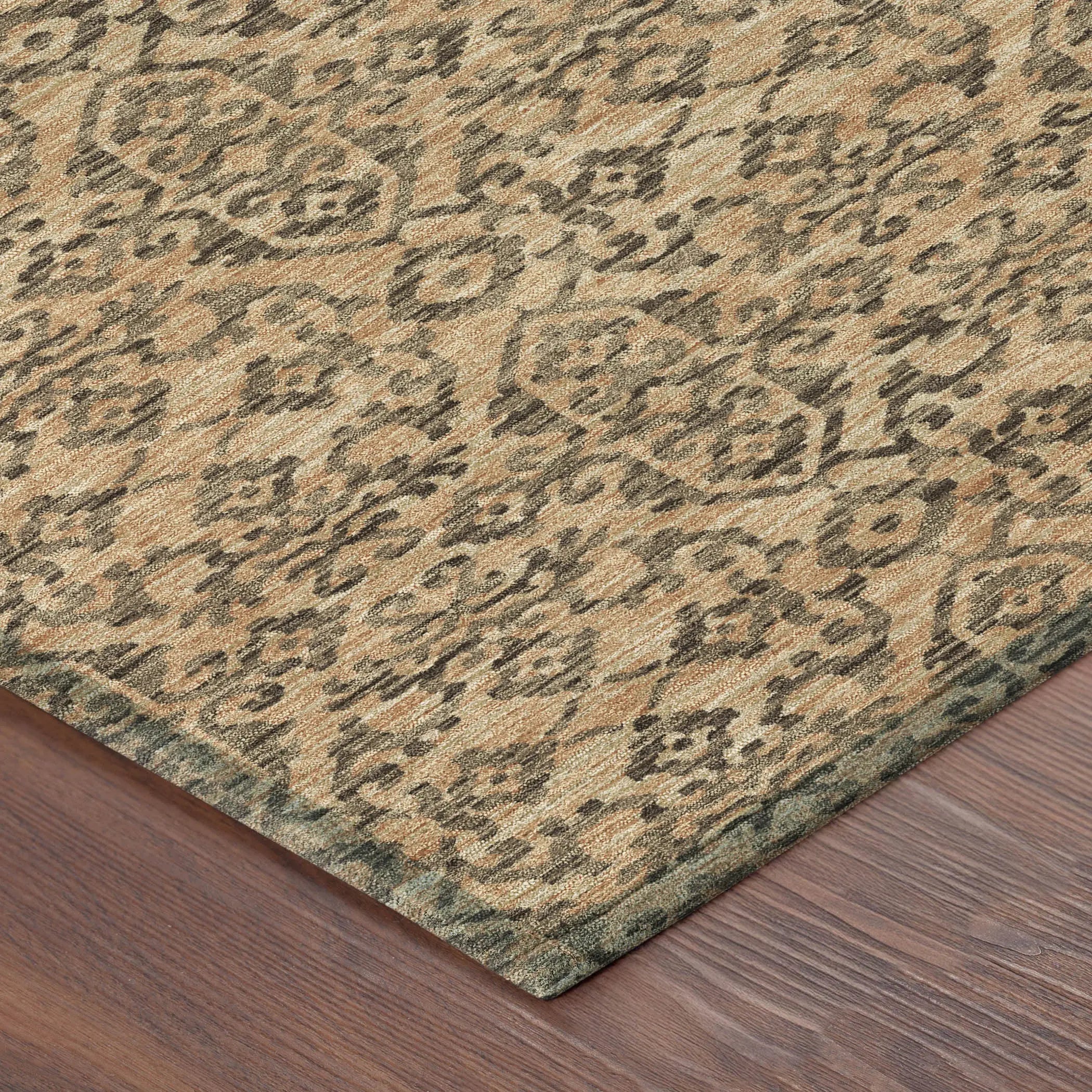 3' X 5' Copper And Green Oriental Washable Indoor Outdoor Area Rug Homeroots Outdoor