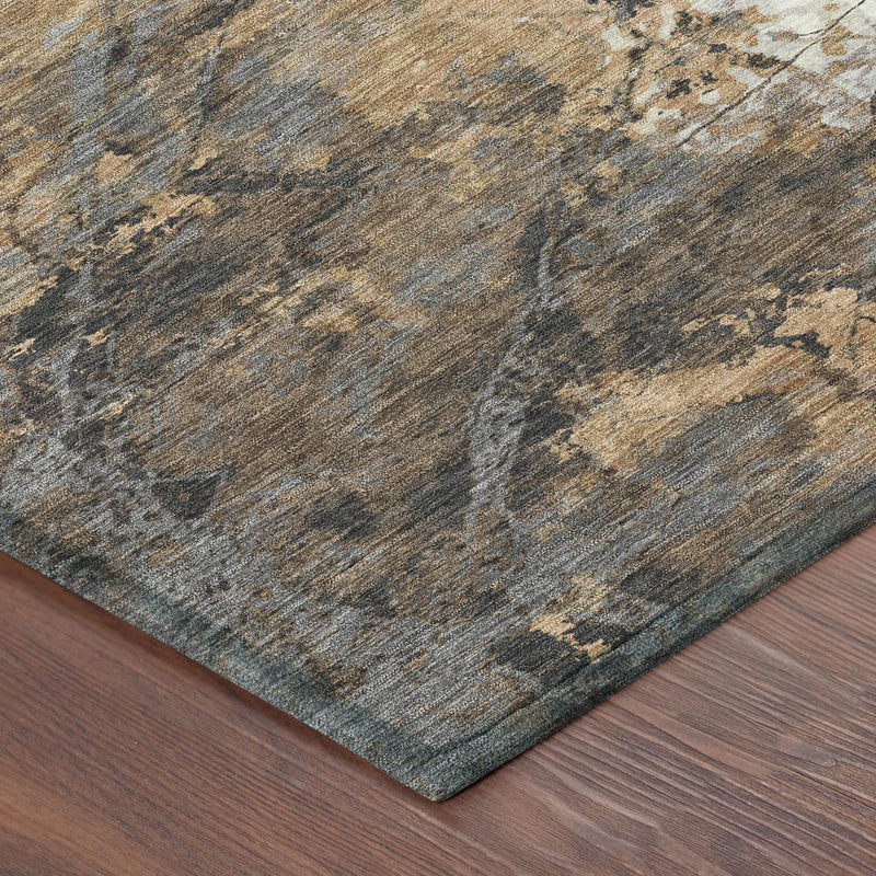 3' X 5' Copper And Ivory Abstract Washable Indoor Outdoor Area Rug Homeroots Outdoor