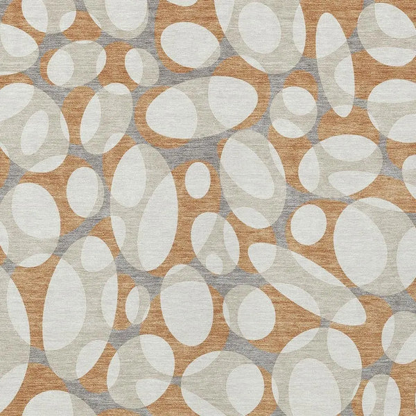 3' X 5' Copper And Ivory Abstract Washable Indoor Outdoor Area Rug Homeroots Outdoor