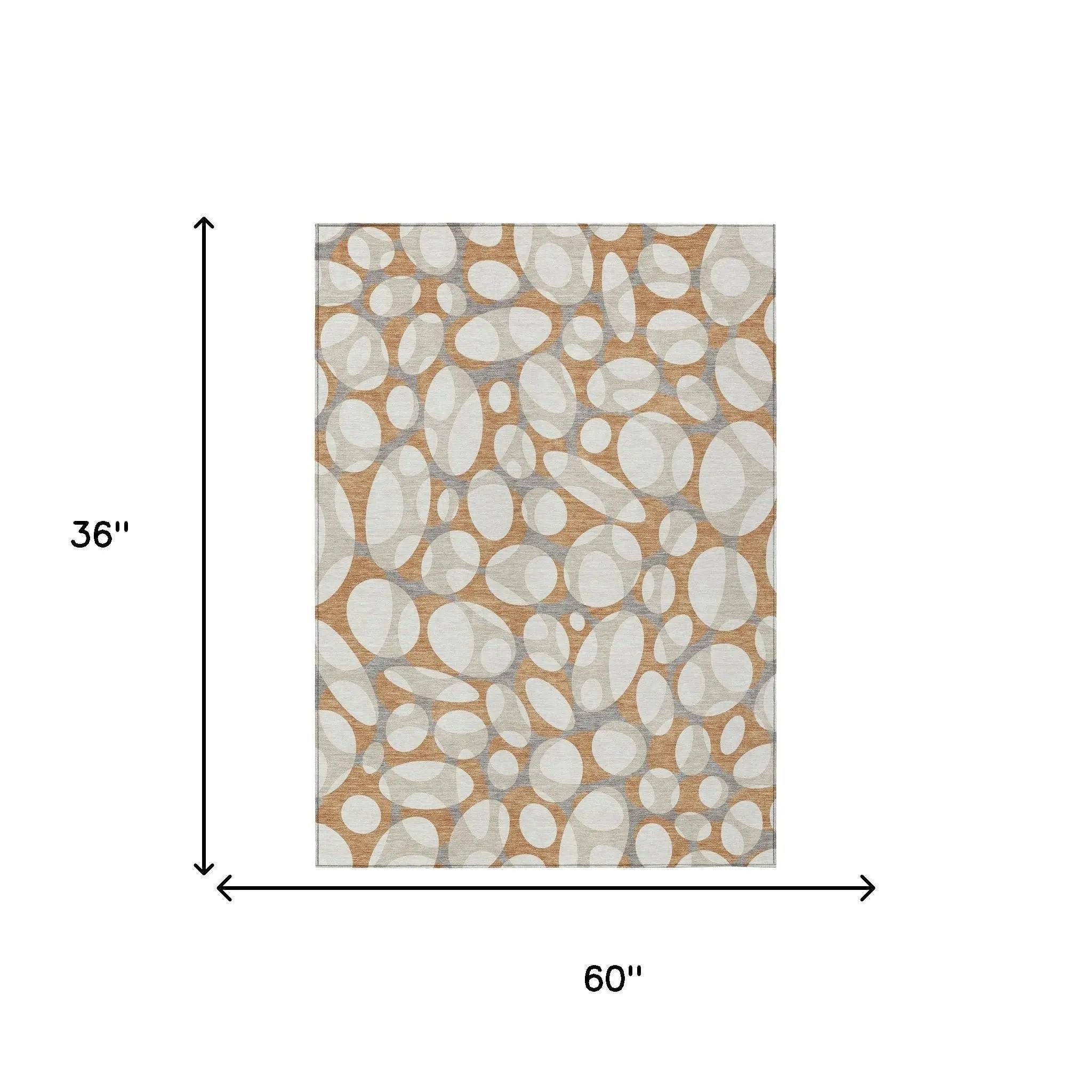 3' X 5' Copper And Ivory Abstract Washable Indoor Outdoor Area Rug Homeroots Outdoor