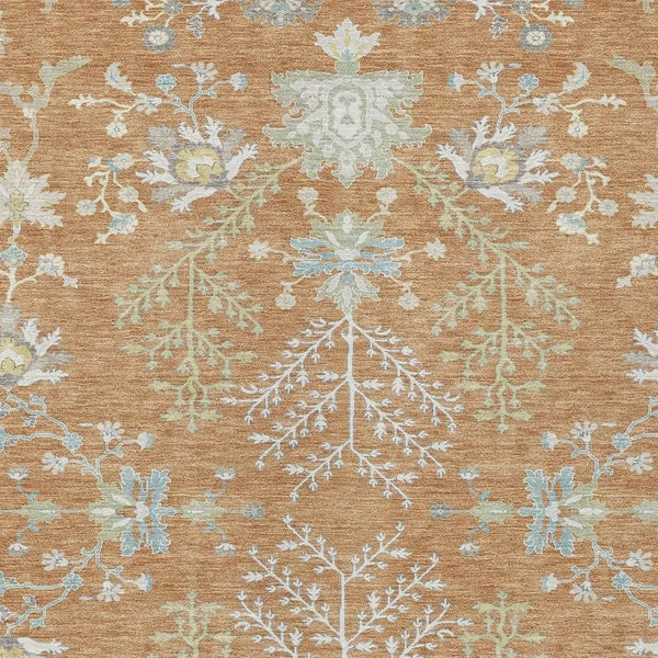 3' X 5' Copper And Ivory Oriental Washable Indoor Outdoor Area Rug Homeroots Outdoor