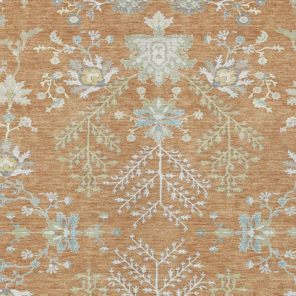 3' X 5' Copper And Ivory Oriental Washable Indoor Outdoor Area Rug Homeroots Outdoor