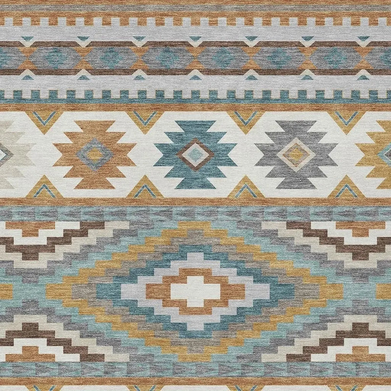 3' X 5' Copper And Ivory Southwestern Washable Indoor Outdoor Area Rug Homeroots Outdoor