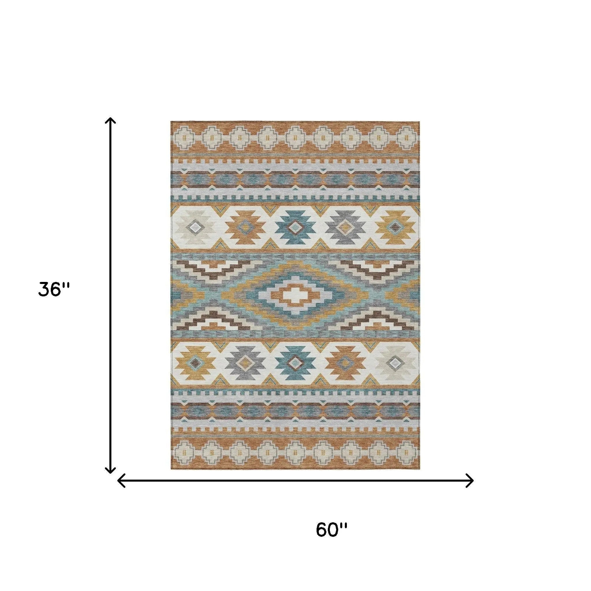 3' X 5' Copper And Ivory Southwestern Washable Indoor Outdoor Area Rug Homeroots Outdoor