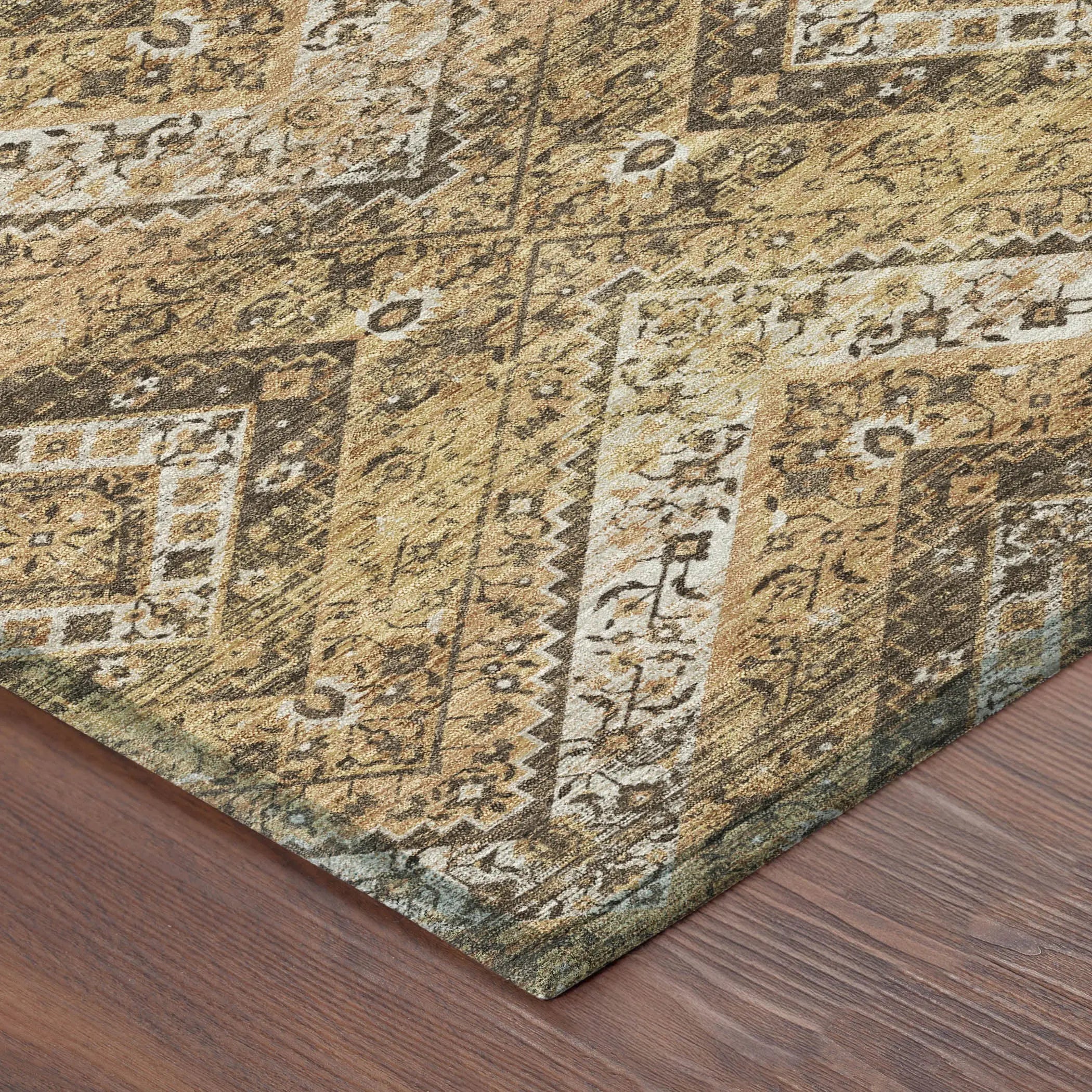 3' X 5' Copper And Khaki Tribal Washable Indoor Outdoor Area Rug Homeroots Outdoor