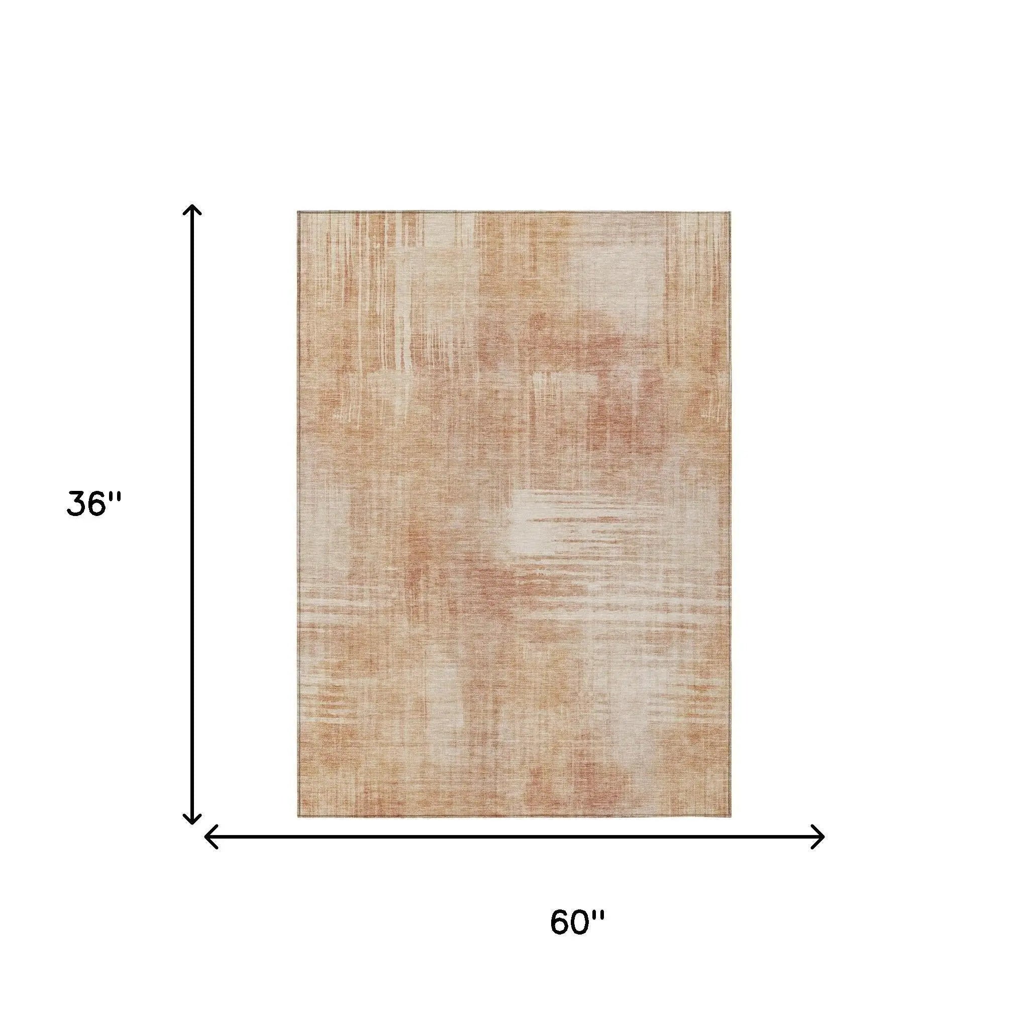 3' X 5' Copper And Orange Abstract Washable Indoor Outdoor Area Rug Homeroots Outdoor
