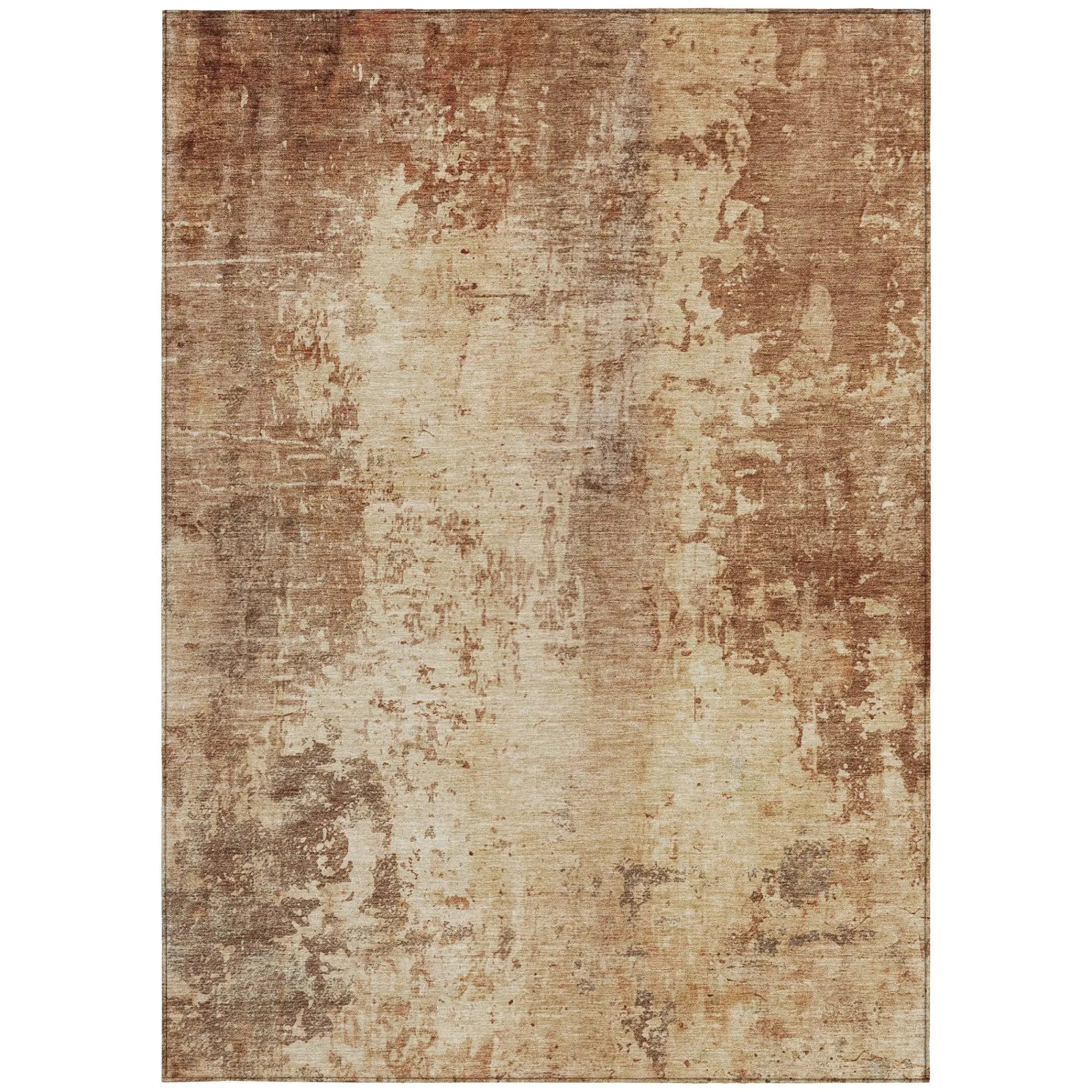 3' X 5' Copper And Orange Abstract Washable Indoor Outdoor Area Rug Homeroots Outdoor