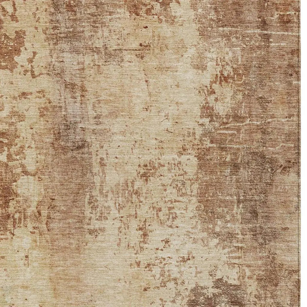 3' X 5' Copper And Orange Abstract Washable Indoor Outdoor Area Rug Homeroots Outdoor
