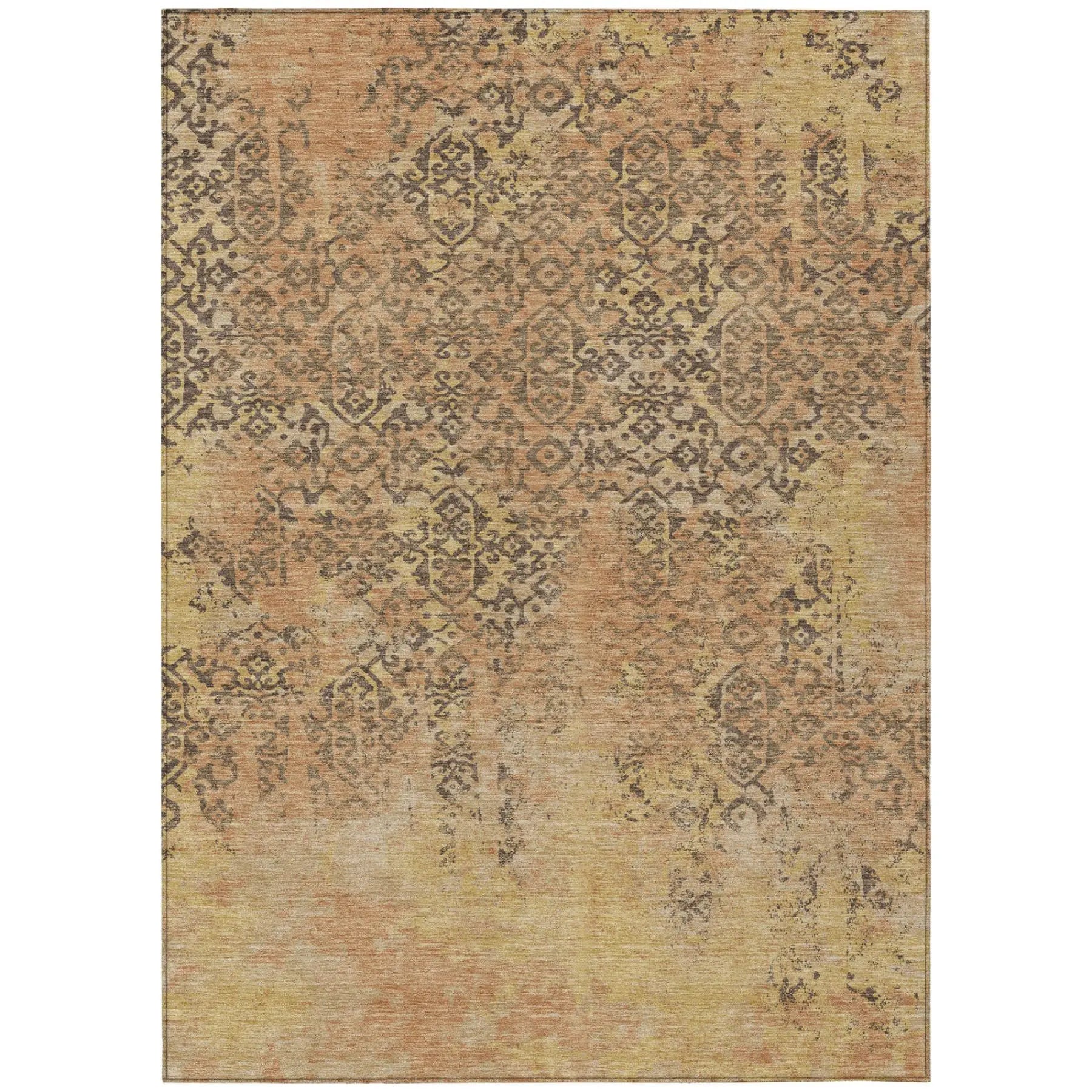 3' X 5' Copper And Orange Abstract Washable Indoor Outdoor Area Rug Homeroots Outdoor