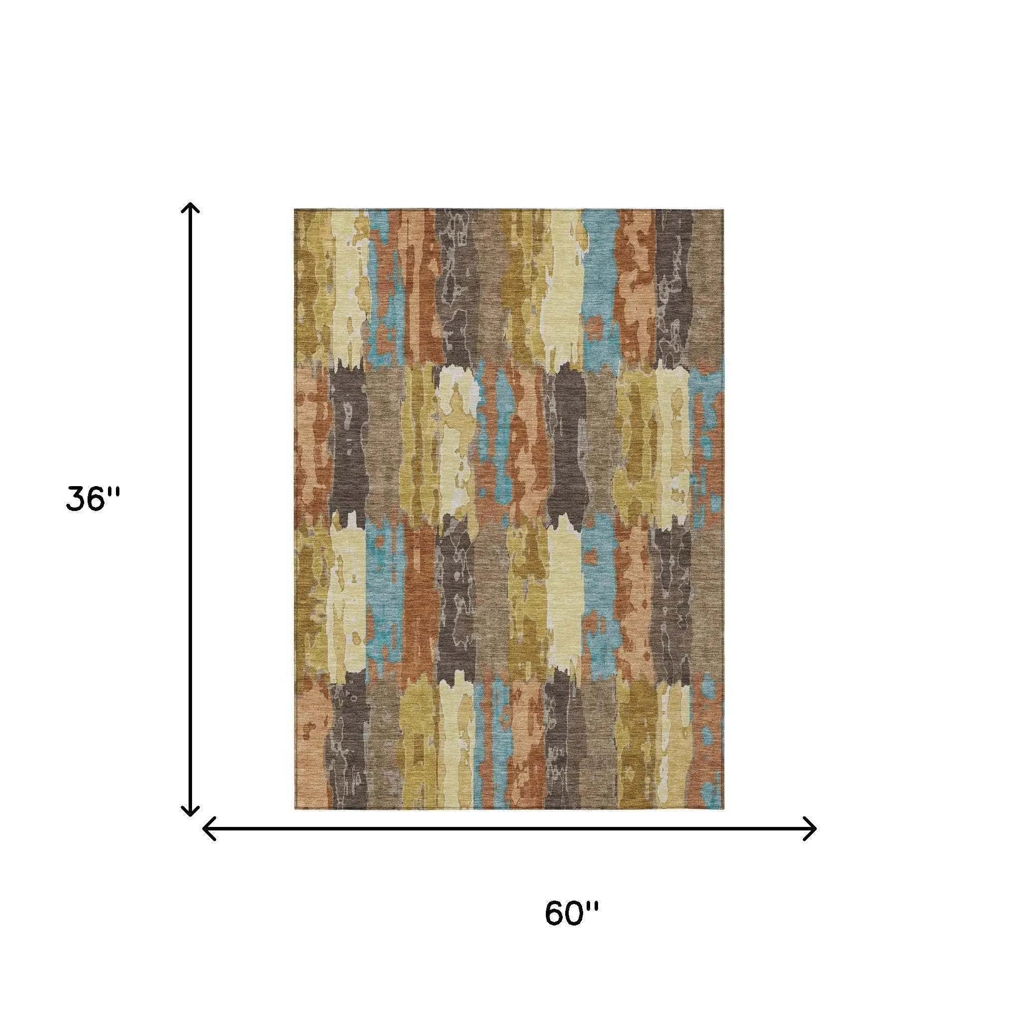 3' X 5' Copper And Orange Abstract Washable Indoor Outdoor Area Rug Homeroots Outdoor