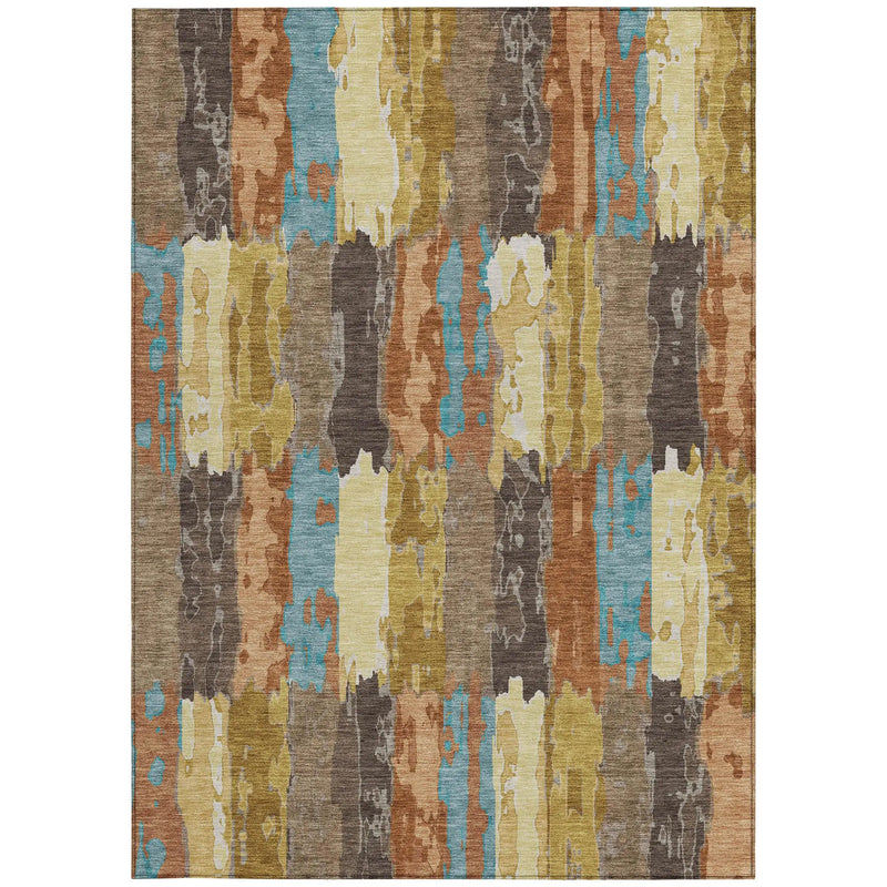 3' X 5' Copper And Orange Abstract Washable Indoor Outdoor Area Rug Homeroots Outdoor