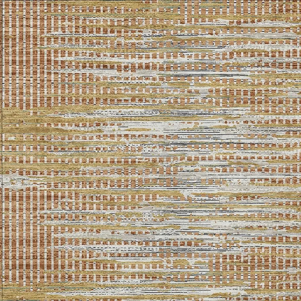 3' X 5' Copper And Orange Abstract Washable Indoor Outdoor Area Rug Homeroots Outdoor