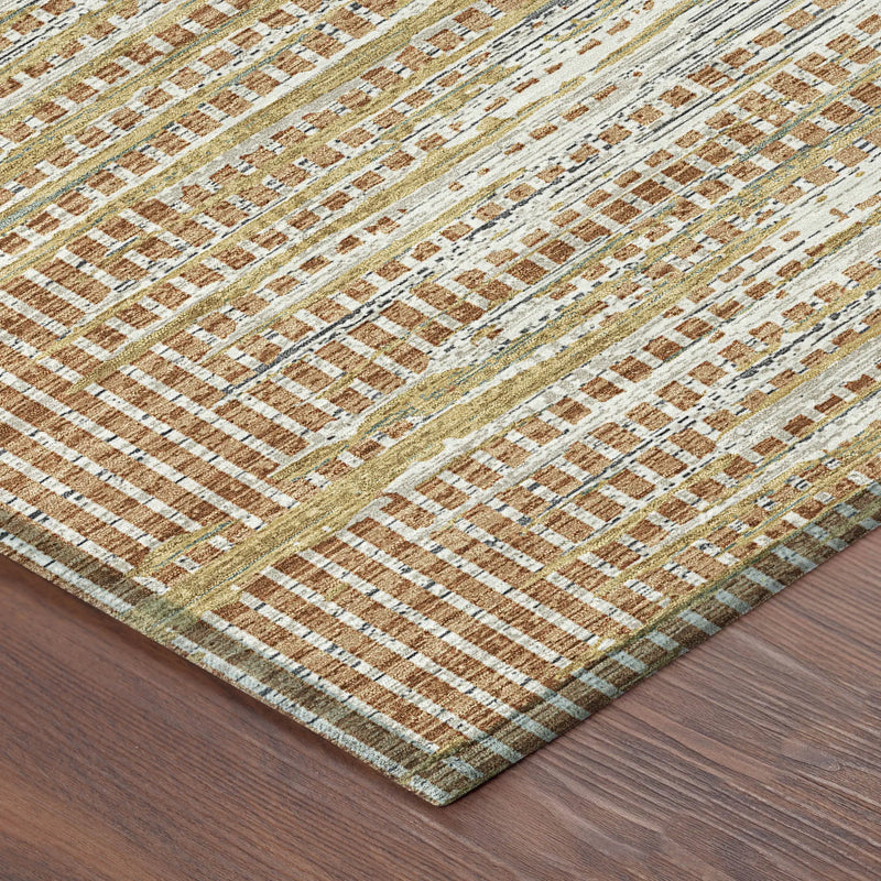 3' X 5' Copper And Orange Abstract Washable Indoor Outdoor Area Rug Homeroots Outdoor