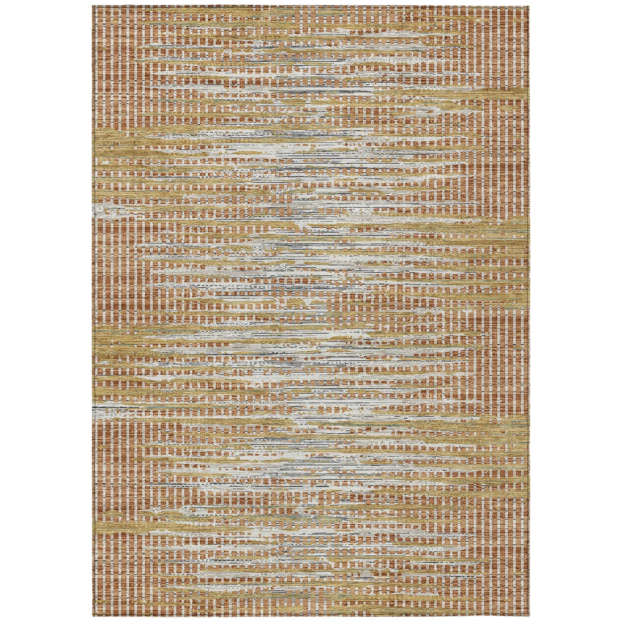 3' X 5' Copper And Orange Abstract Washable Indoor Outdoor Area Rug Homeroots Outdoor