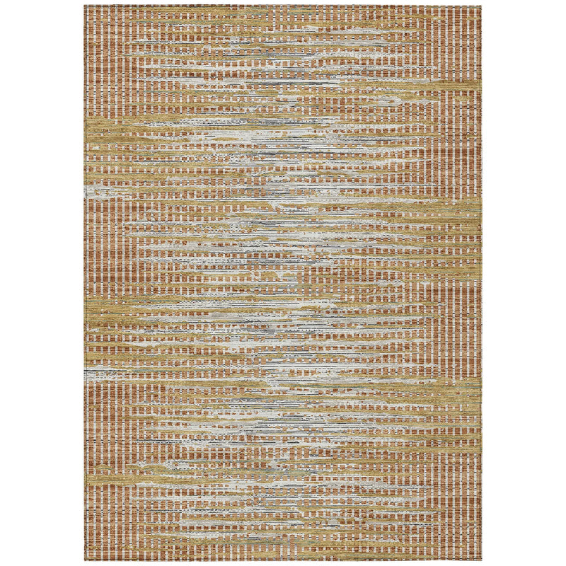 3' X 5' Copper And Orange Abstract Washable Indoor Outdoor Area Rug Homeroots Outdoor