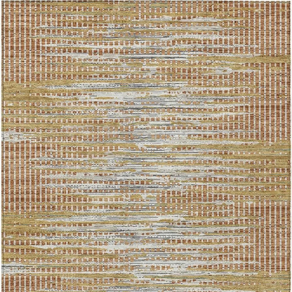 3' X 5' Copper And Orange Abstract Washable Indoor Outdoor Area Rug Homeroots Outdoor