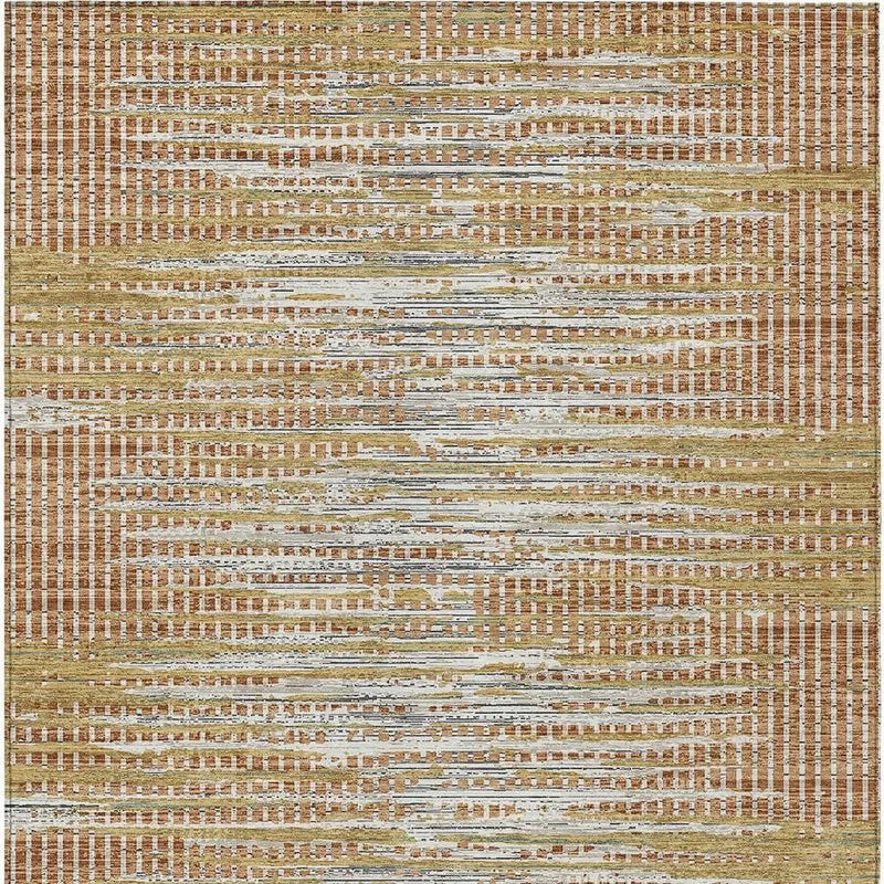 3' X 5' Copper And Orange Abstract Washable Indoor Outdoor Area Rug Homeroots Outdoor
