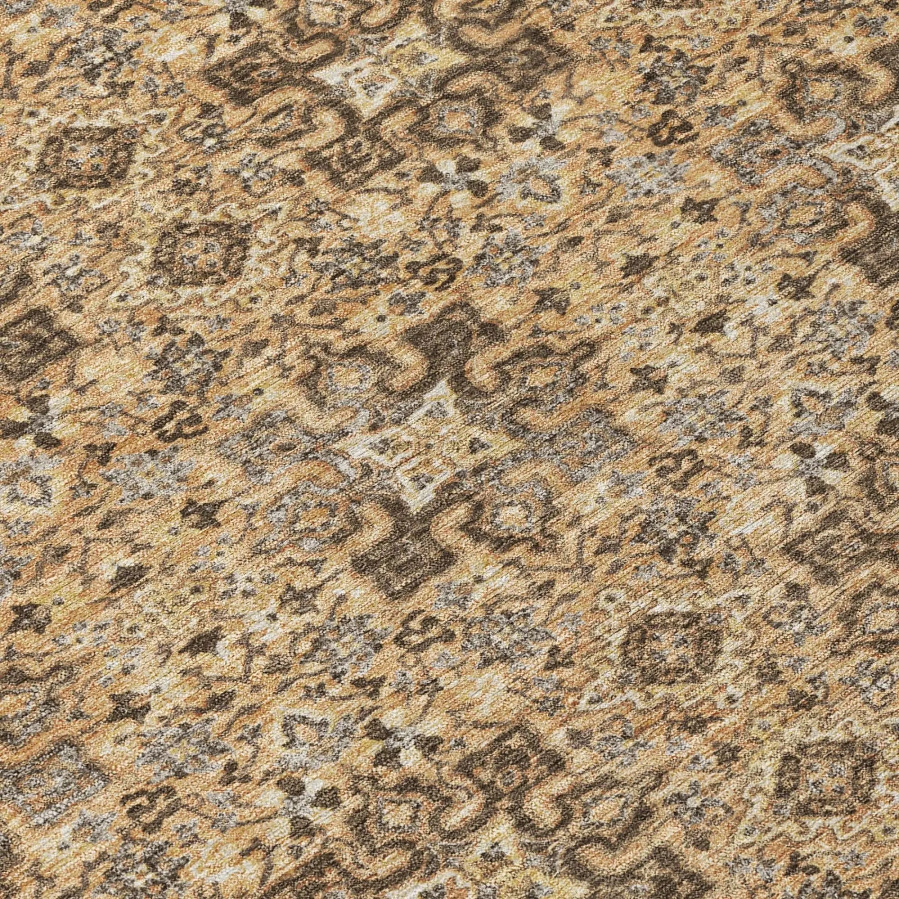 3' X 5' Copper And Orange Damask Washable Indoor Outdoor Area Rug Homeroots Outdoor