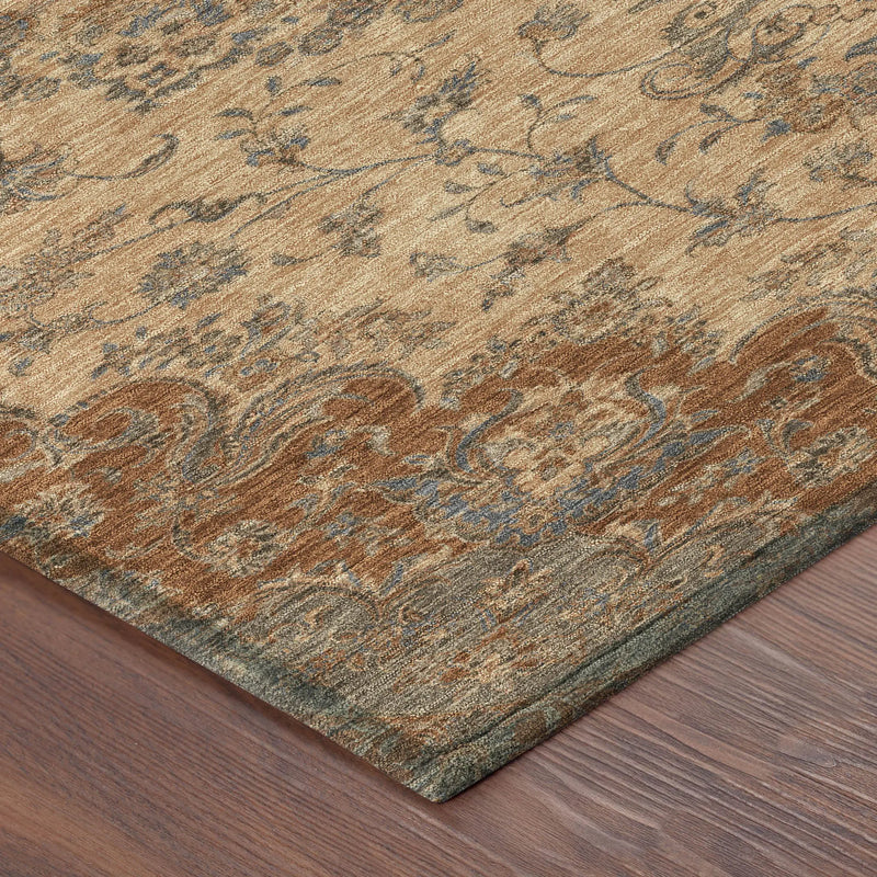 3' X 5' Copper And Orange Floral Medallion Washable Indoor Outdoor Area Rug Homeroots Outdoor