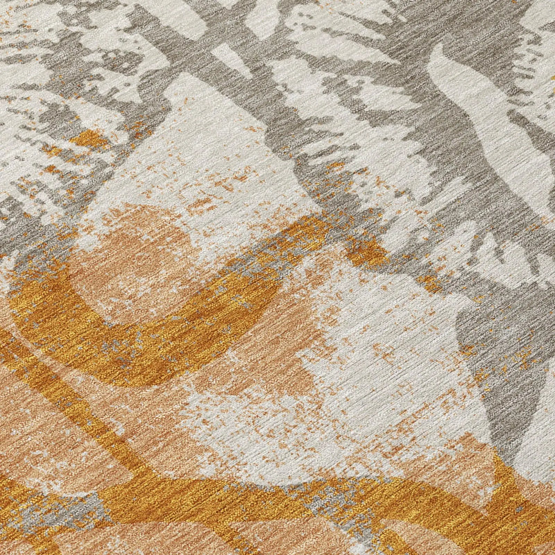 3' X 5' Copper And Orange Floral Washable Indoor Outdoor Area Rug Homeroots Outdoor
