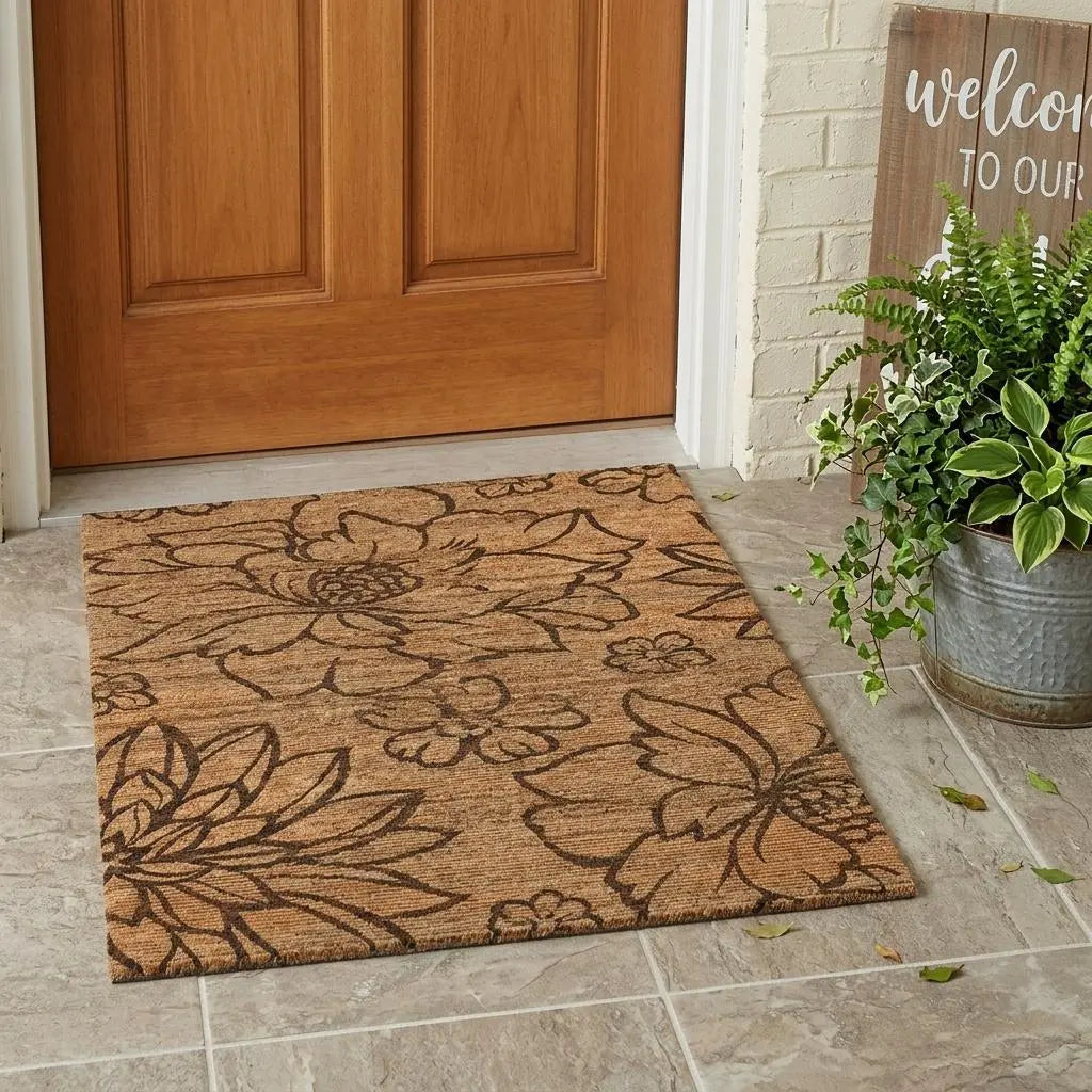 3' X 5' Copper And Orange Floral Washable Indoor Outdoor Area Rug Homeroots Outdoor