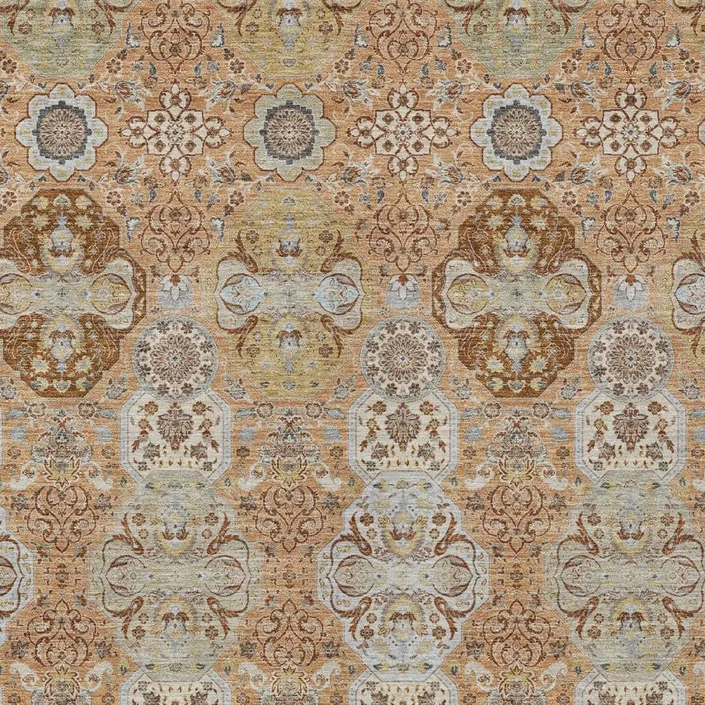 3' X 5' Copper And Orange Floral Washable Indoor Outdoor Area Rug Homeroots Outdoor