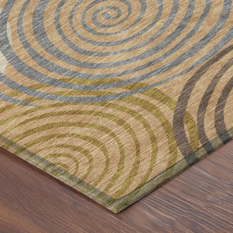 3' X 5' Copper And Orange Geometric Washable Indoor Outdoor Area Rug Homeroots Outdoor