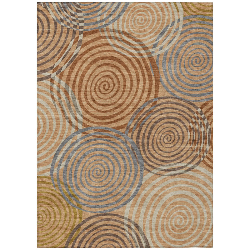 3' X 5' Copper And Orange Geometric Washable Indoor Outdoor Area Rug Homeroots Outdoor