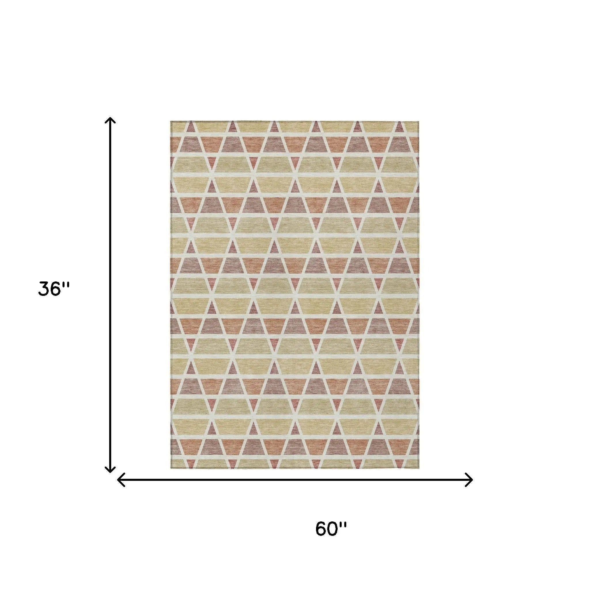 3' X 5' Copper And Orange Geometric Washable Indoor Outdoor Area Rug Homeroots Outdoor