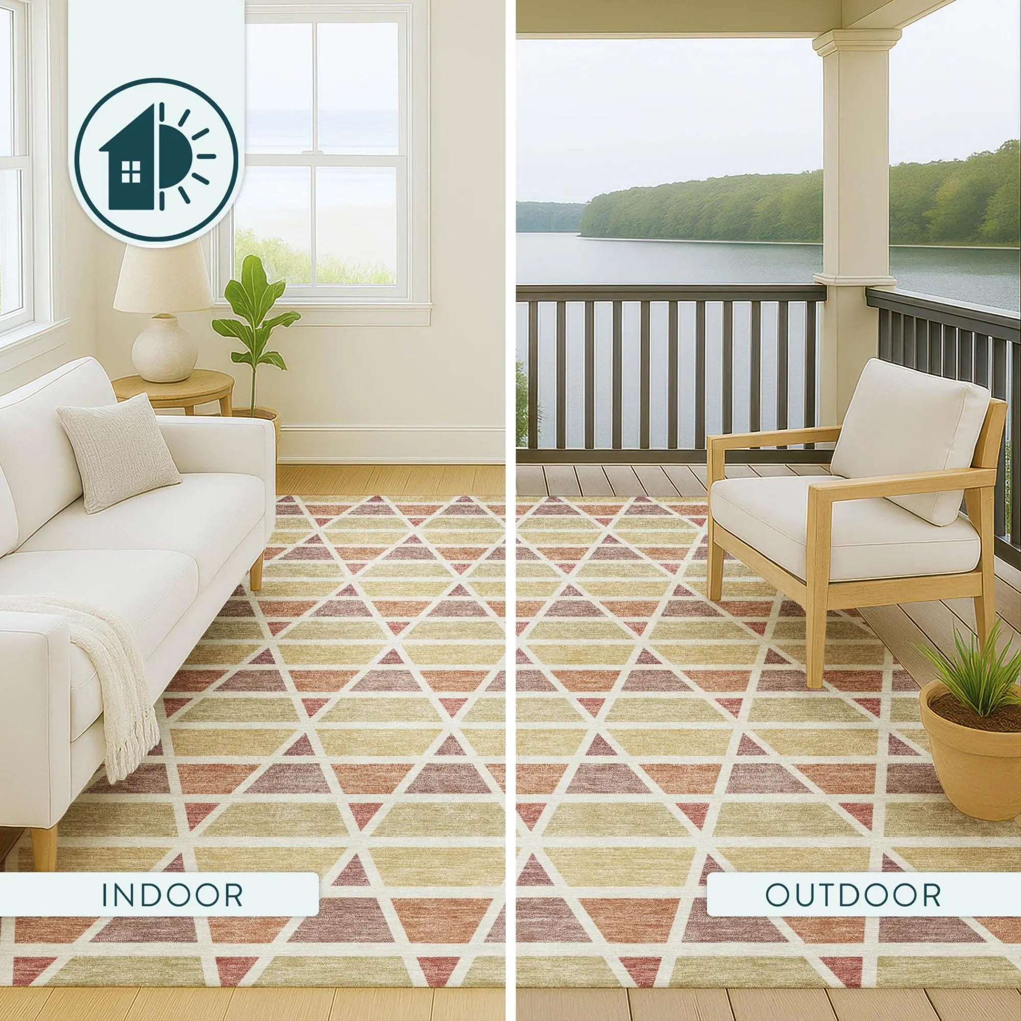 3' X 5' Copper And Orange Geometric Washable Indoor Outdoor Area Rug Homeroots Outdoor