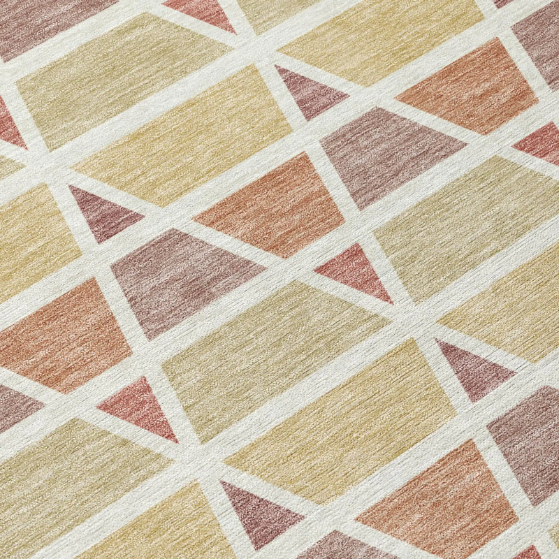3' X 5' Copper And Orange Geometric Washable Indoor Outdoor Area Rug Homeroots Outdoor