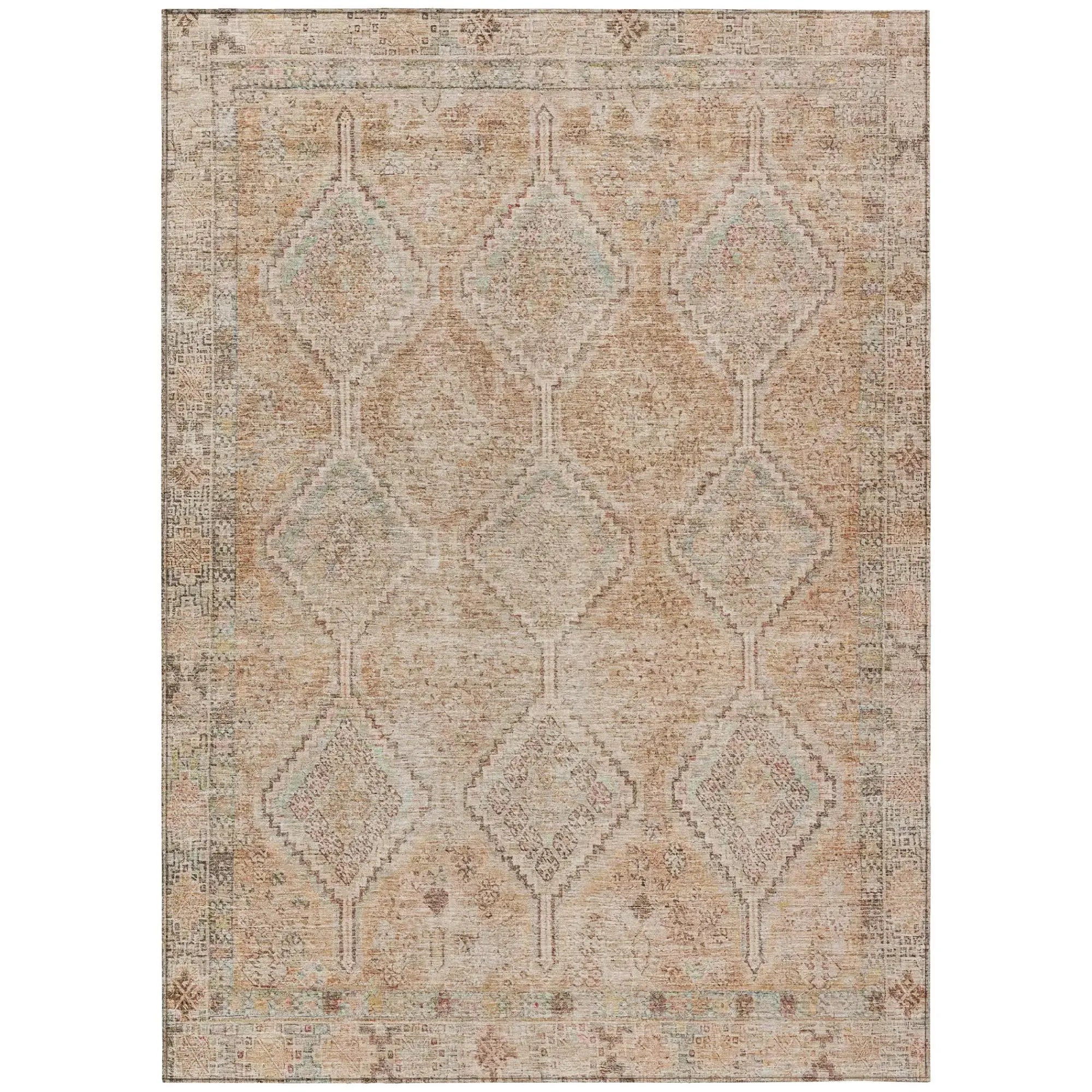 3' X 5' Copper And Orange Geometric Washable Indoor Outdoor Area Rug Homeroots Outdoor