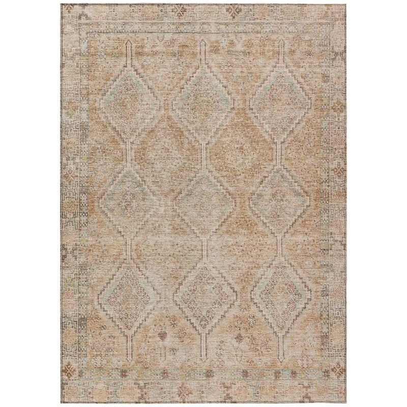 3' X 5' Copper And Orange Geometric Washable Indoor Outdoor Area Rug Homeroots Outdoor