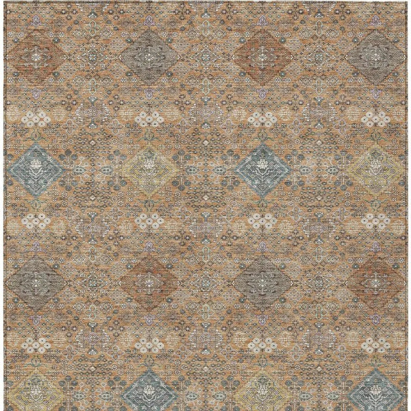 3' X 5' Copper And Orange Oriental Washable Indoor Outdoor Area Rug Homeroots Outdoor