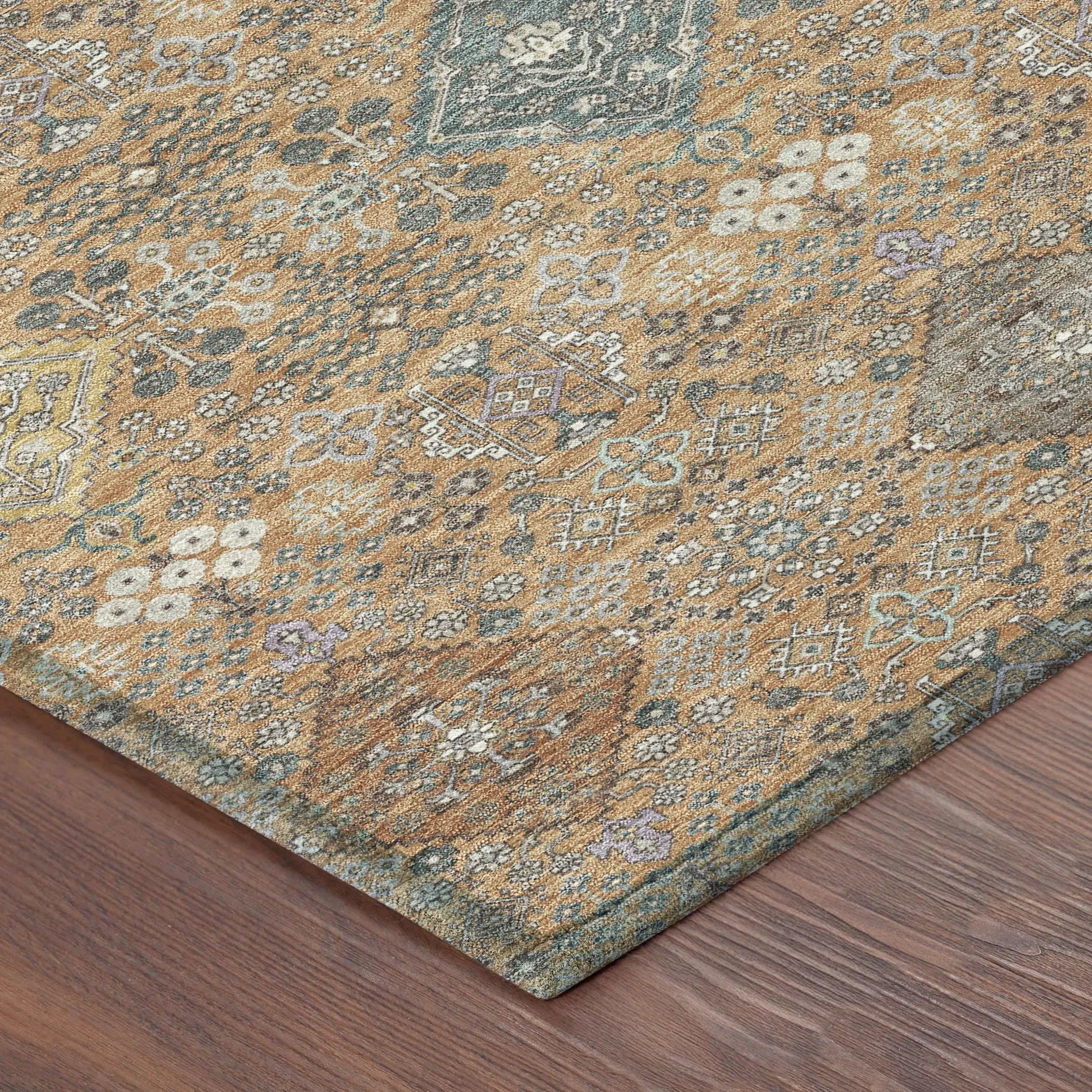 3' X 5' Copper And Orange Oriental Washable Indoor Outdoor Area Rug Homeroots Outdoor