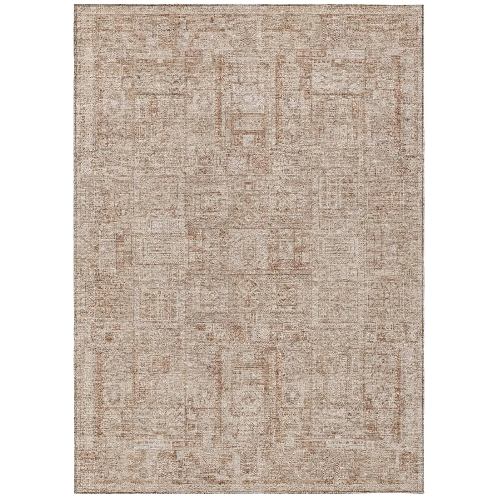 3' X 5' Copper And Orange Oriental Washable Indoor Outdoor Area Rug Homeroots Outdoor