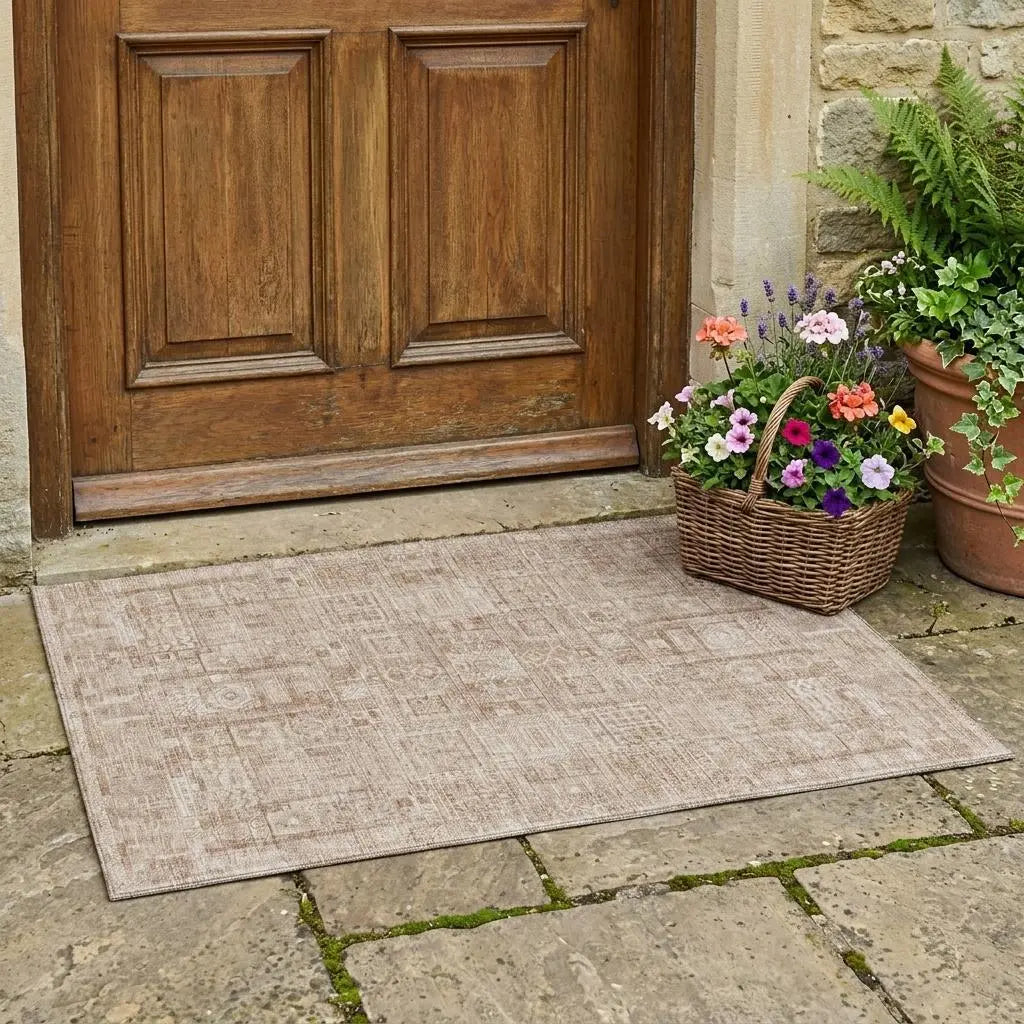 3' X 5' Copper And Orange Oriental Washable Indoor Outdoor Area Rug Homeroots Outdoor