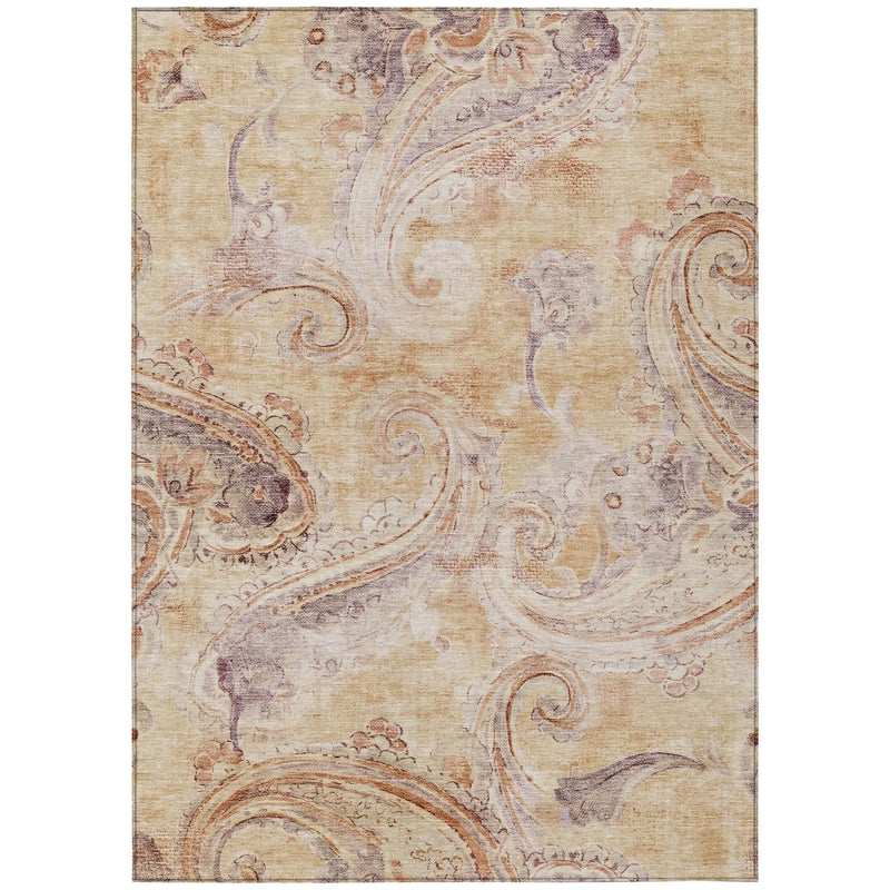 3' X 5' Copper And Orange Paisley Washable Indoor Outdoor Area Rug Homeroots Outdoor