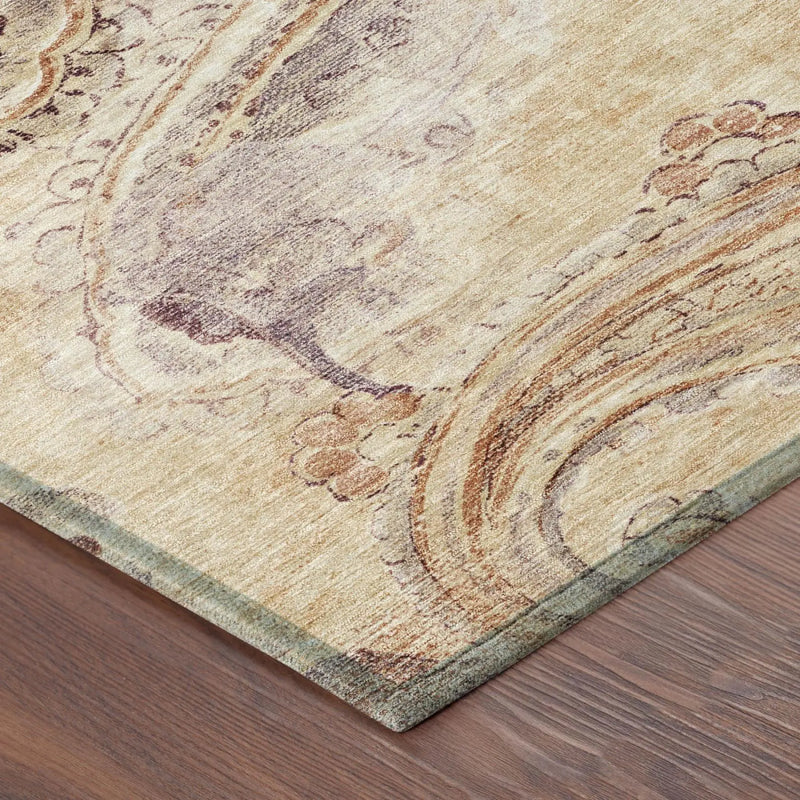 3' X 5' Copper And Orange Paisley Washable Indoor Outdoor Area Rug Homeroots Outdoor