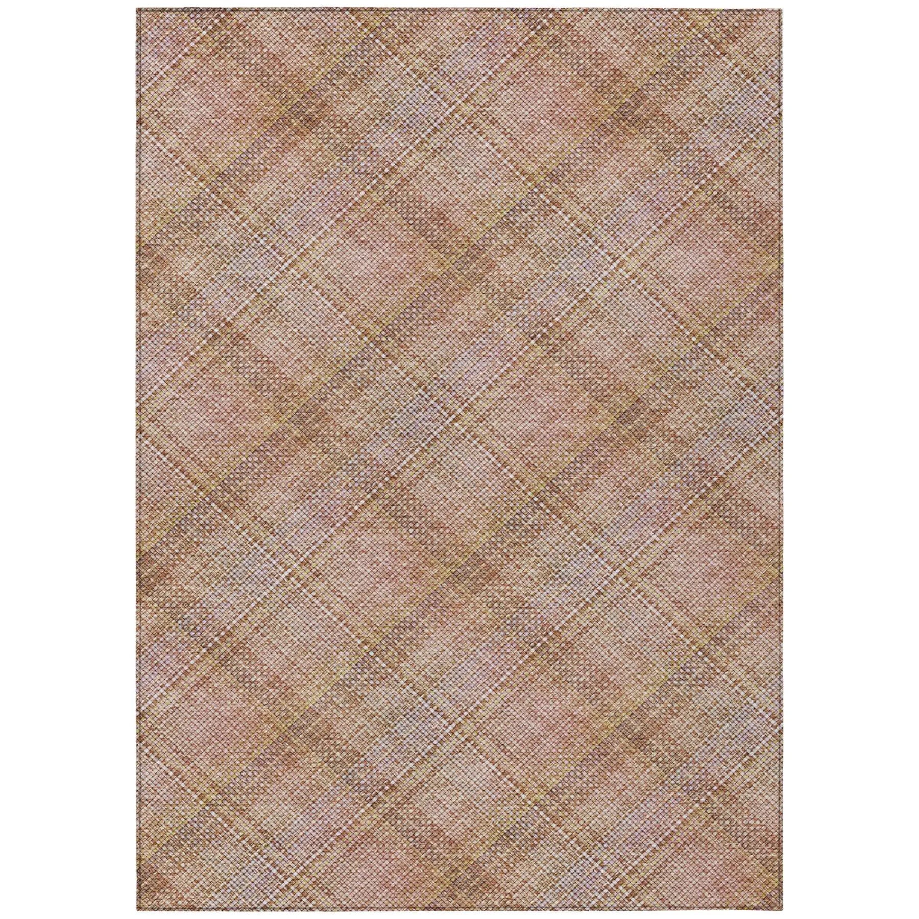 3' X 5' Copper And Orange Plaid Washable Indoor Outdoor Area Rug Homeroots Outdoor