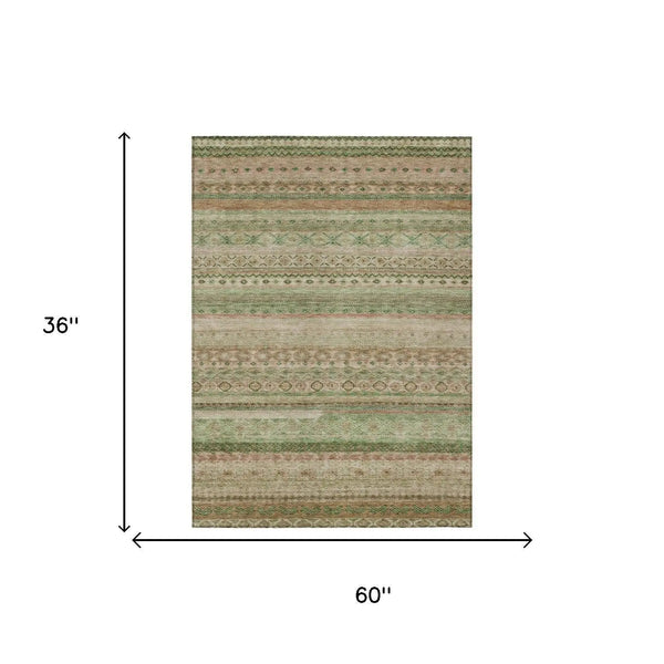 3' X 5' Copper And Orange Striped Washable Indoor Outdoor Area Rug Homeroots Outdoor