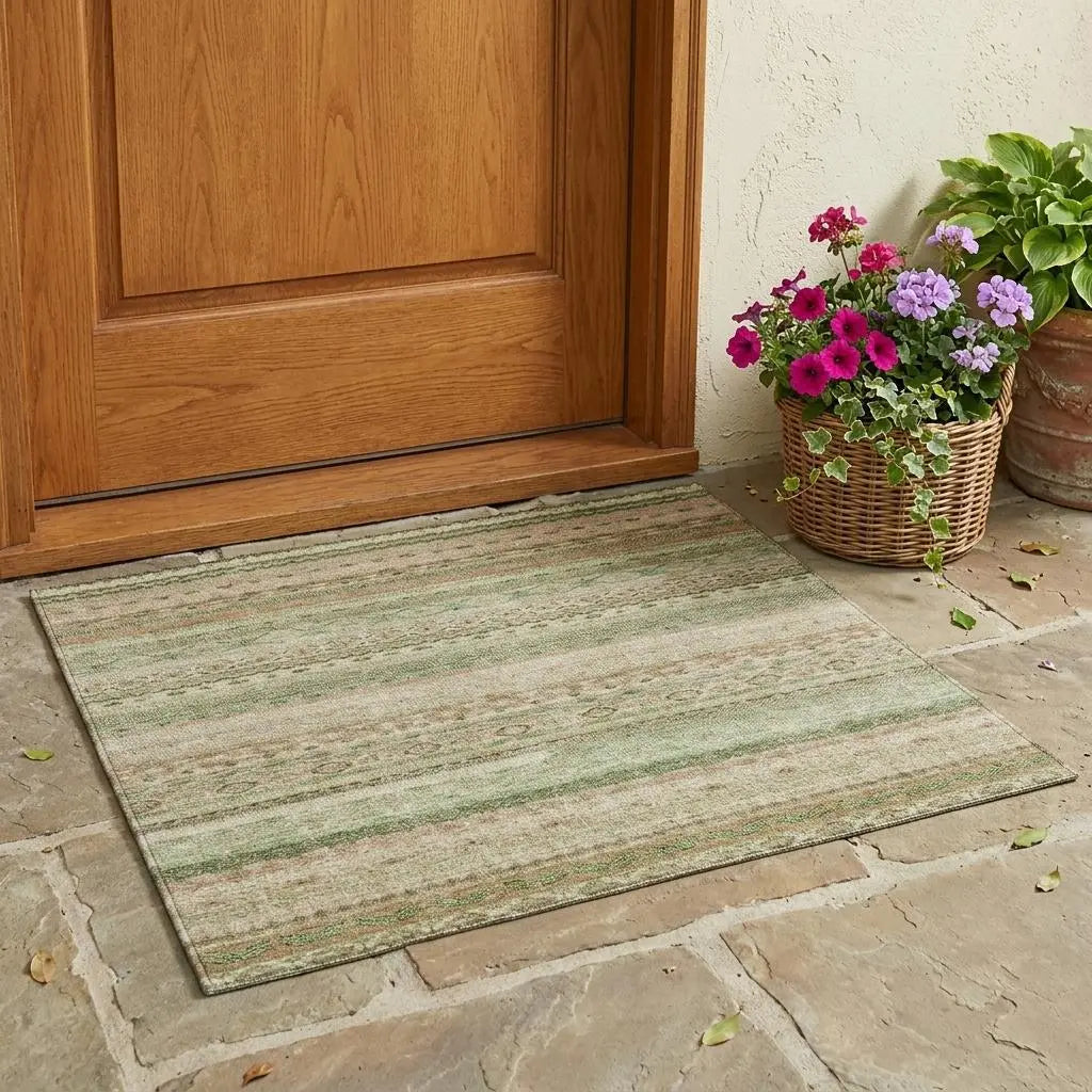 3' X 5' Copper And Orange Striped Washable Indoor Outdoor Area Rug Homeroots Outdoor