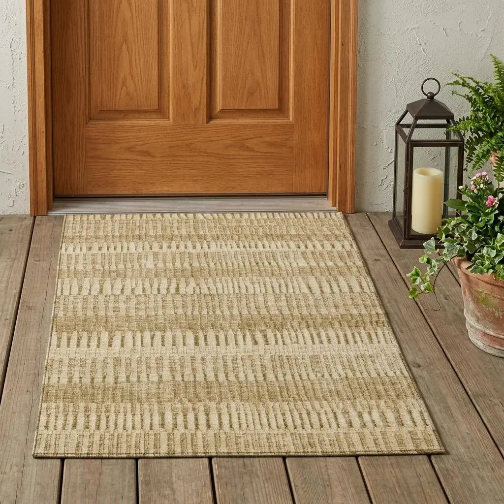 3' X 5' Copper And Orange Striped Washable Indoor Outdoor Area Rug Homeroots Outdoor