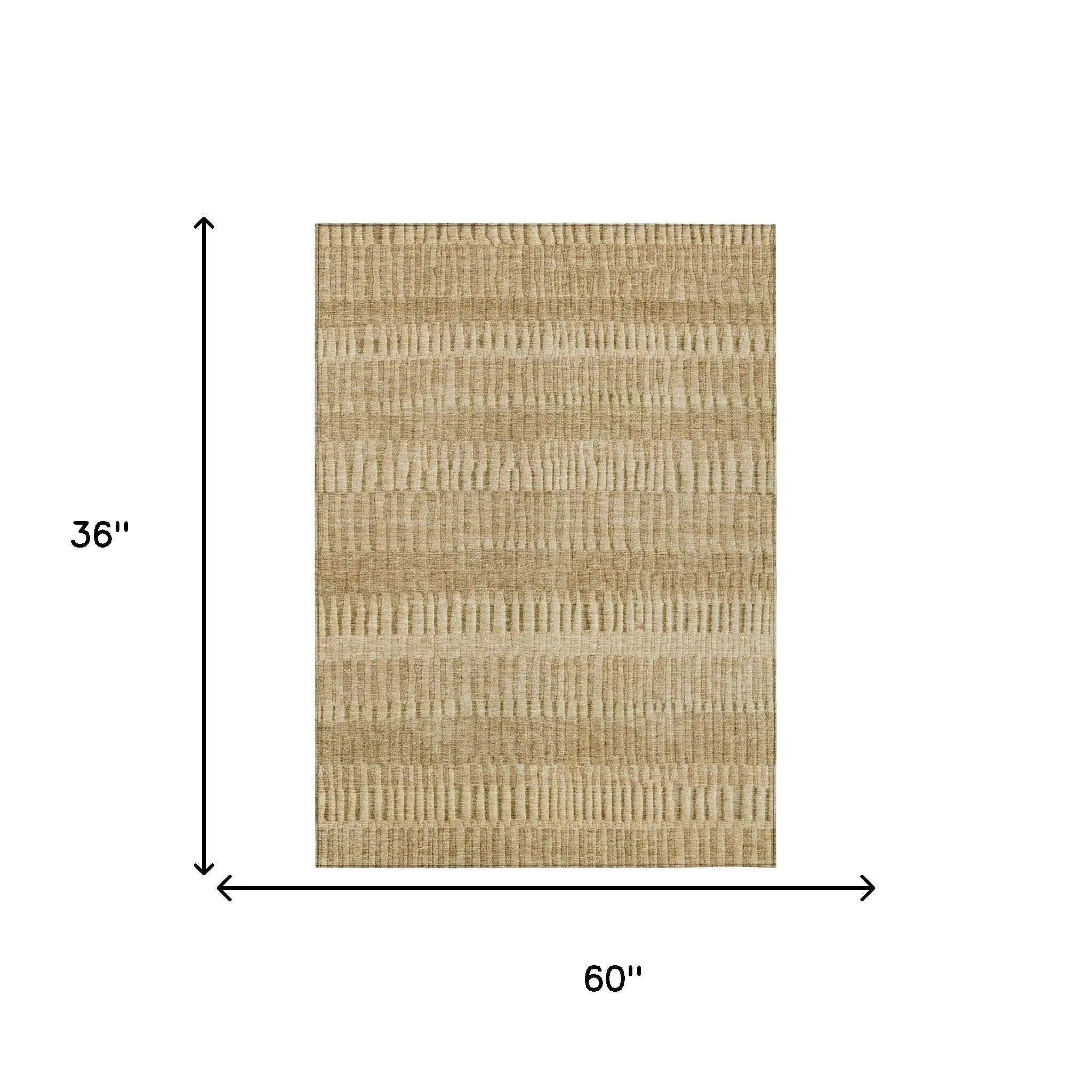 3' X 5' Copper And Orange Striped Washable Indoor Outdoor Area Rug Homeroots Outdoor