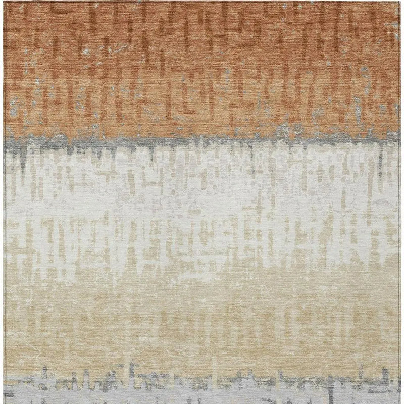 3' X 5' Copper And Orange Striped Washable Indoor Outdoor Area Rug Homeroots Outdoor